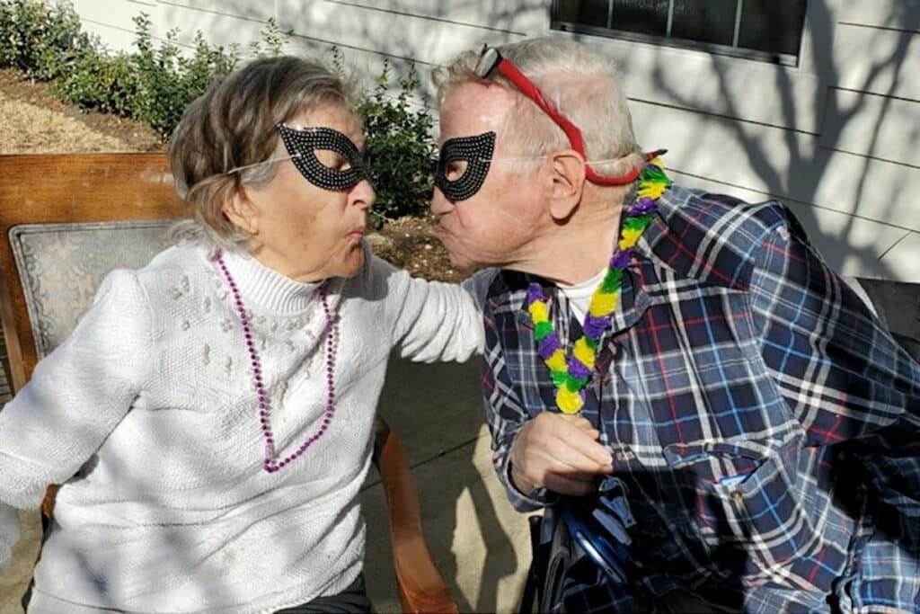 Prestonwood Court | Senior residents kissing outside